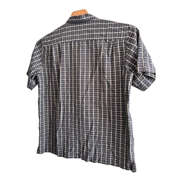 Columbia Men's Short Sleeve Shirt Blue & Cream Plaid with Invisible Pocket Modal - Picture 4 of 4